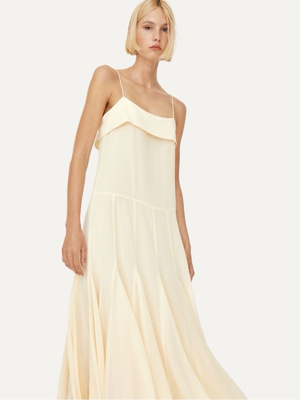 H&M Cream spaghetti strap Midi Dress
